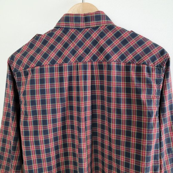 Tommy Hilfiger Men’s Red Plaid Trim Fit Casual Shirt Hilfiger logo size S - Picture 3 of 9